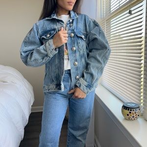 River Island Distressed Denim Jacket 100% Cotton Size 10